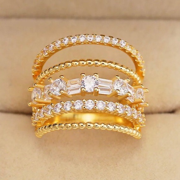 Gold plated multilayered ring - Picture 2 of 4